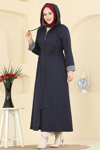 moda selvim Abaya 1401ORG1169 Navy Blue - Thumbnail