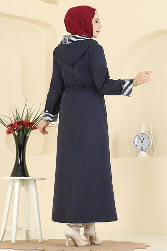moda selvim Abaya 1401ORG1169 Navy Blue - Thumbnail