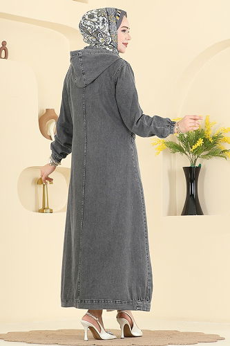 moda selvim Abaya 1417ORG1169 Gray Jeans - Thumbnail