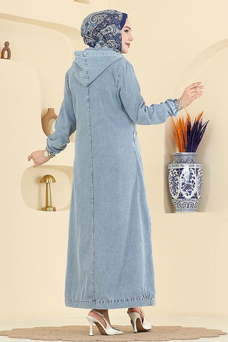 moda selvim Abaya 1417ORG1169 Light Denim - Thumbnail