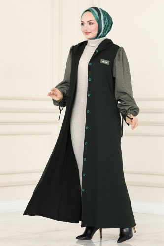 moda selvim Abaya 141DVL817 Emerald & Vision - Thumbnail