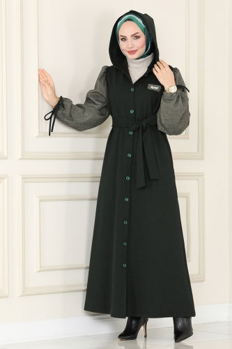 moda selvim Abaya 141DVL817 Emerald & Vision - Thumbnail