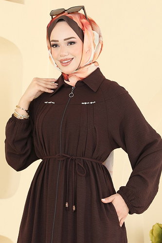 moda selvim Abaya 1422ORG1169 Brown - Thumbnail