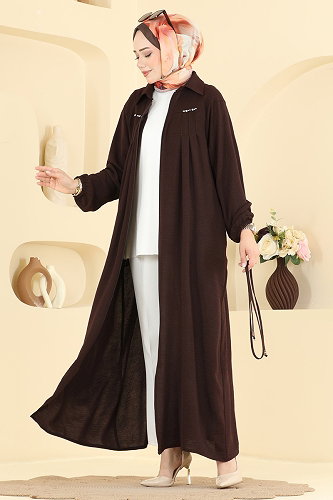 moda selvim Abaya 1422ORG1169 Brown - Thumbnail