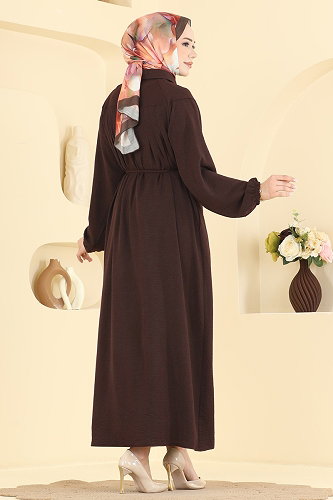 moda selvim عباءة بني 1422ORG1169 - Thumbnail