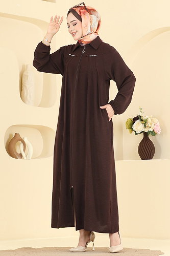 moda selvim عباءة بني 1422ORG1169 - Thumbnail