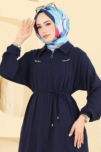 moda selvim Abaya 1422ORG1169 Navy Blue - Thumbnail