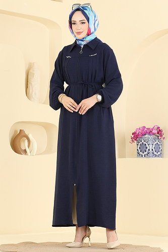 moda selvim عباءة كحلي 1422ORG1169 - Thumbnail