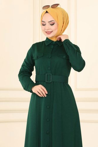 moda selvim Abaya 1505UKB139 Emerald - Thumbnail