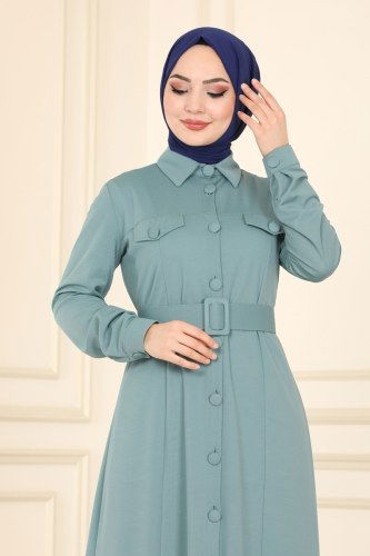 moda selvim Abaya 1505UKB139 Mint - Thumbnail