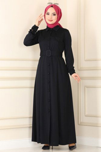 moda selvim Abaya 1505UKB139 Navy Blue - Thumbnail