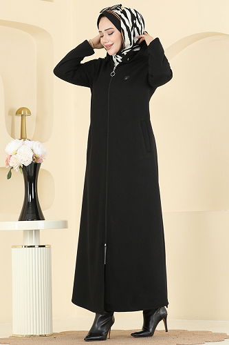 moda selvim Abaya 158ART1138 Black - Thumbnail