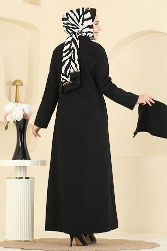 moda selvim Abaya 158ART1138 Black - Thumbnail