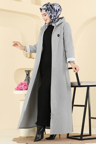moda selvim Abaya 158ART1138 Gray - Thumbnail