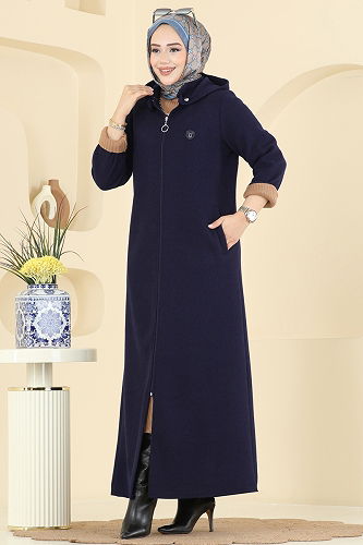 moda selvim Abaya 158ART1138 Navy Blue - Thumbnail