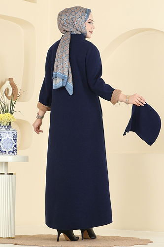 moda selvim Abaya 158ART1138 Navy Blue - Thumbnail
