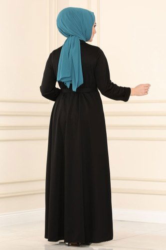 moda selvim Abaya 1650SH396 Black - Thumbnail