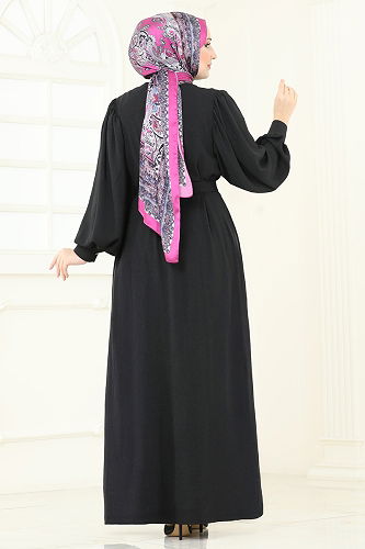 moda selvim Abaya 1721S324 Black - Thumbnail