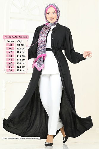 moda selvim Abaya 1721S324 Black - Thumbnail