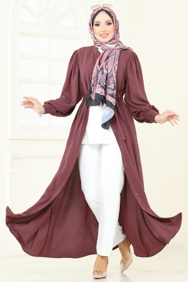 Modaselvim %30 DISCOUNT Abaya 1721S324 Dark Rose Dusky