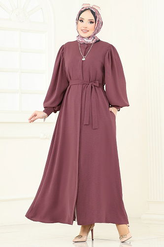 moda selvim Abaya 1721S324 Dark Rose Dusky - Thumbnail