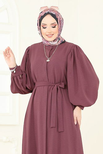moda selvim Abaya 1721S324 Dark Rose Dusky - Thumbnail