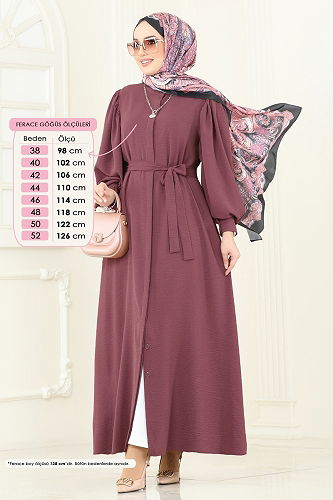 moda selvim Abaya 1721S324 Dark Rose Dusky - Thumbnail