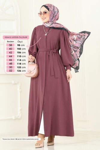 moda selvim عباءة وردي غامق 1721S324 - Thumbnail