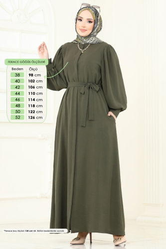 moda selvim Abaya 1721S324 Khaki - Thumbnail