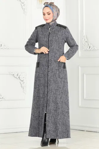 moda selvim Abaya 1903ZNN863 Navy Blue - Thumbnail