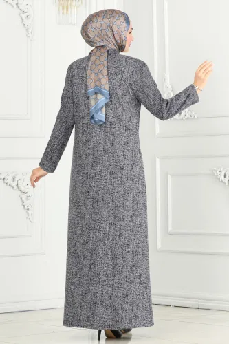 moda selvim Abaya 1903ZNN863 Navy Blue - Thumbnail