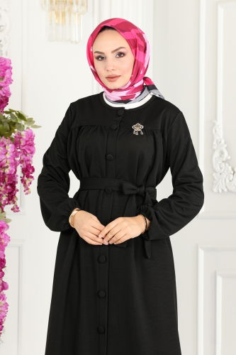 moda selvim Abaya 1907UKB139 Black - Thumbnail