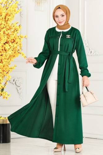 moda selvim Abaya 1907UKB139 Emerald - Thumbnail