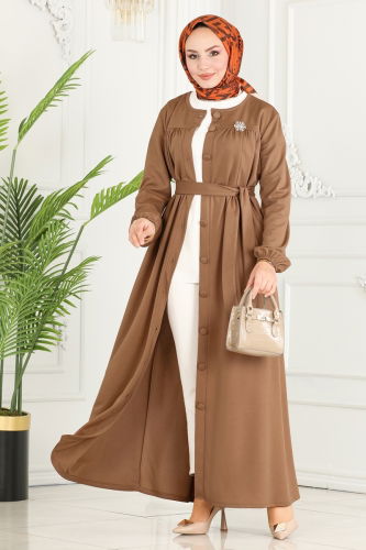 moda selvim ABAYA 1907UKB139 Latte - Thumbnail