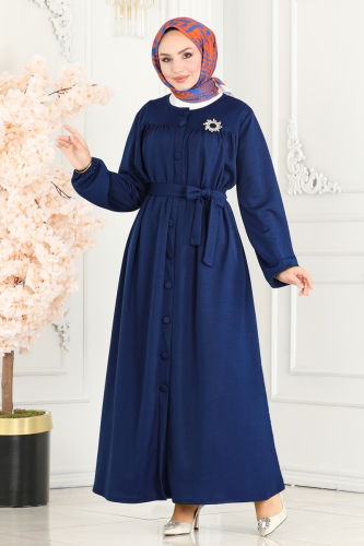 moda selvim Abaya 1907UKB139 Navy Blue - Thumbnail