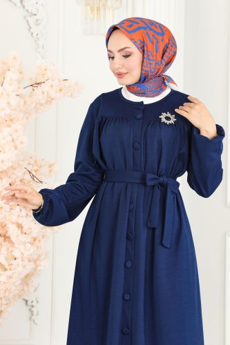 moda selvim Abaya 1907UKB139 Navy Blue - Thumbnail