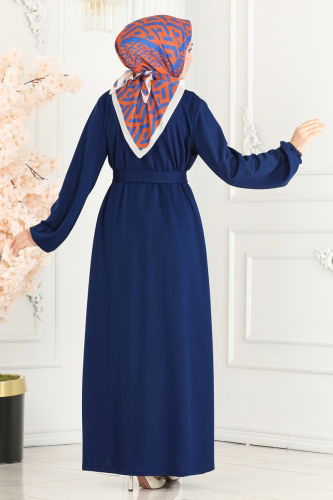 moda selvim Abaya 1907UKB139 Navy Blue - Thumbnail