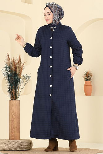 moda selvim Abaya 1981TRT545 Navy Blue - Thumbnail