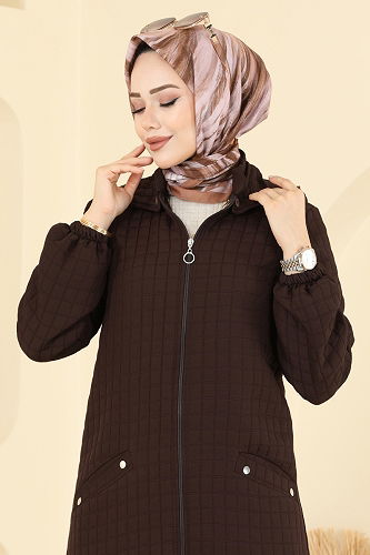 moda selvim Abaya 1998TRT545 Brown - Thumbnail