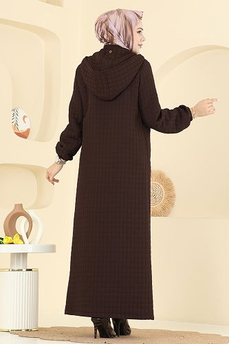 moda selvim Abaya 1998TRT545 Brown - Thumbnail