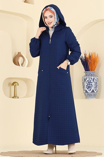 moda selvim Abaya 1998TRT545 Dark Indigo - Thumbnail