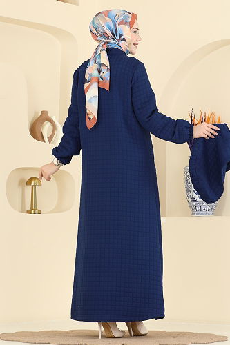 moda selvim Abaya 1998TRT545 Dark Indigo - Thumbnail