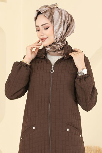 moda selvim عباءة عسلي 1998TRT545 - Thumbnail