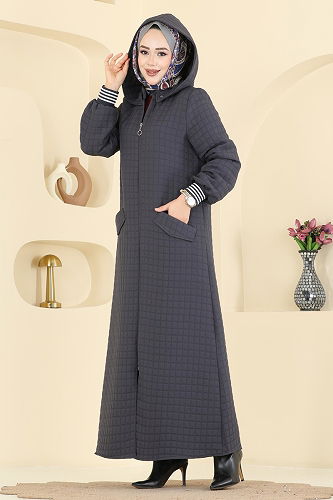 moda selvim Abaya 199TRT545 Anthracite - Thumbnail