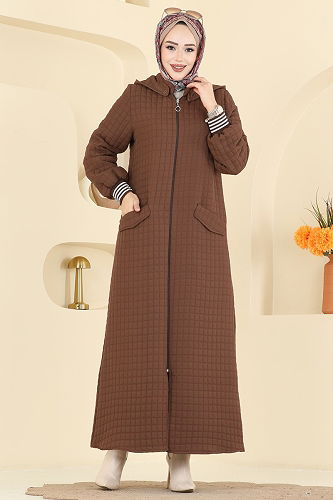 moda selvim Abaya 199TRT545 Brown - Thumbnail