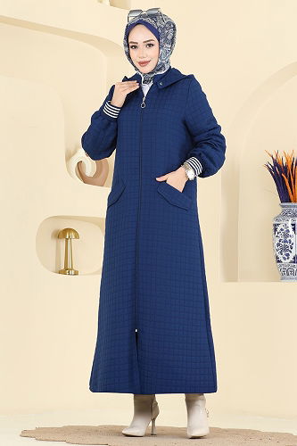 moda selvim Abaya 199TRT545 Dark Indigo - Thumbnail