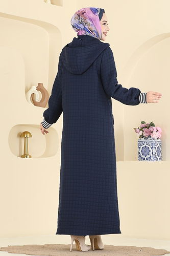 moda selvim Abaya 199TRT545 Navy Blue - Thumbnail