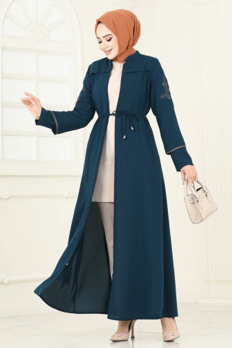 moda selvim Abaya 2001OZT1013 Petroleum - Thumbnail