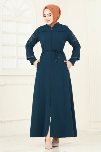 moda selvim Abaya 2001OZT1013 Petroleum - Thumbnail