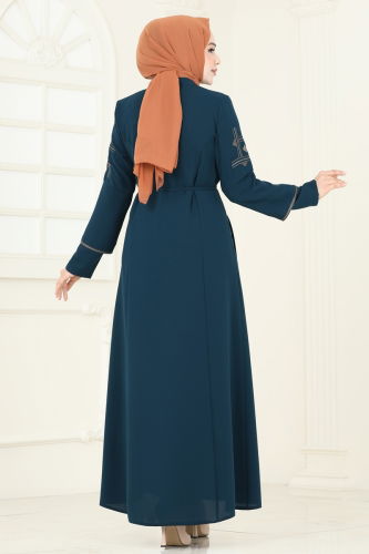 moda selvim Abaya 2001OZT1013 Petroleum - Thumbnail